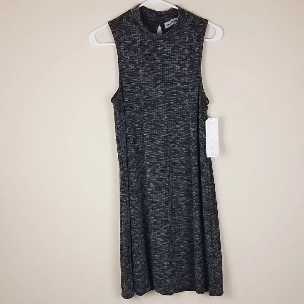 Almost Famous Black Marled Sleeveless Mock Neck Dress